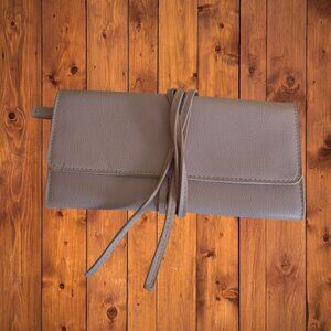 Fifth City Women's Pink Folding Pebbled Wallet With Straps Vegan Travel NEW